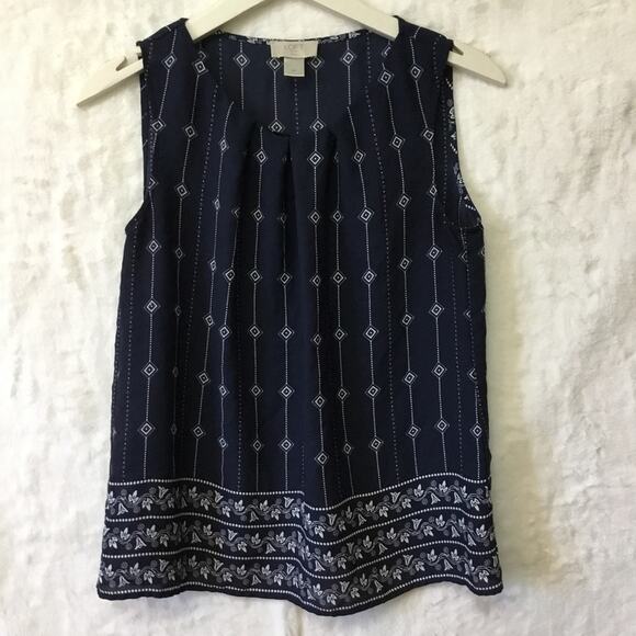 Loft Navy Pattern Sleeveless Top - Picture 2 of 6